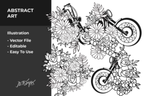 Flower x Motorcycle Vector Illustration
