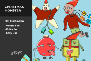 Christmas Decoration Monster Vector Illustration