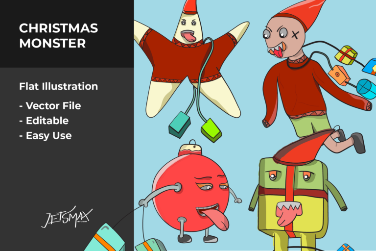 Preview image of Christmas Decoration Monster Vector Illustration
