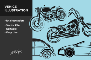 Cars & Motorcycles Vector Illustration