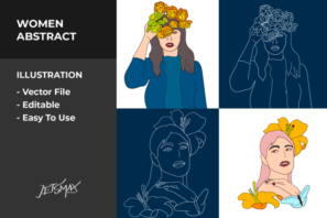 Woman With Flower in Head Vector Bundle