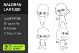 Last preview image of Baldman Cartoon Illustration Vector Bundle